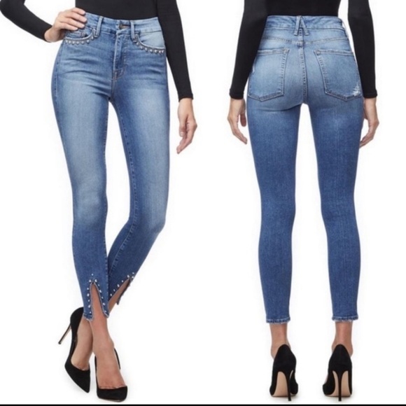 Good American Good Legs Crop Stud Hem Skinny jeans excellent Size 4 / 27 - Picture 1 of 9